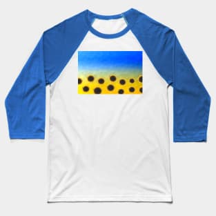 Ukraine yellow blue geometric mesh pattern Sunflowers Baseball T-Shirt